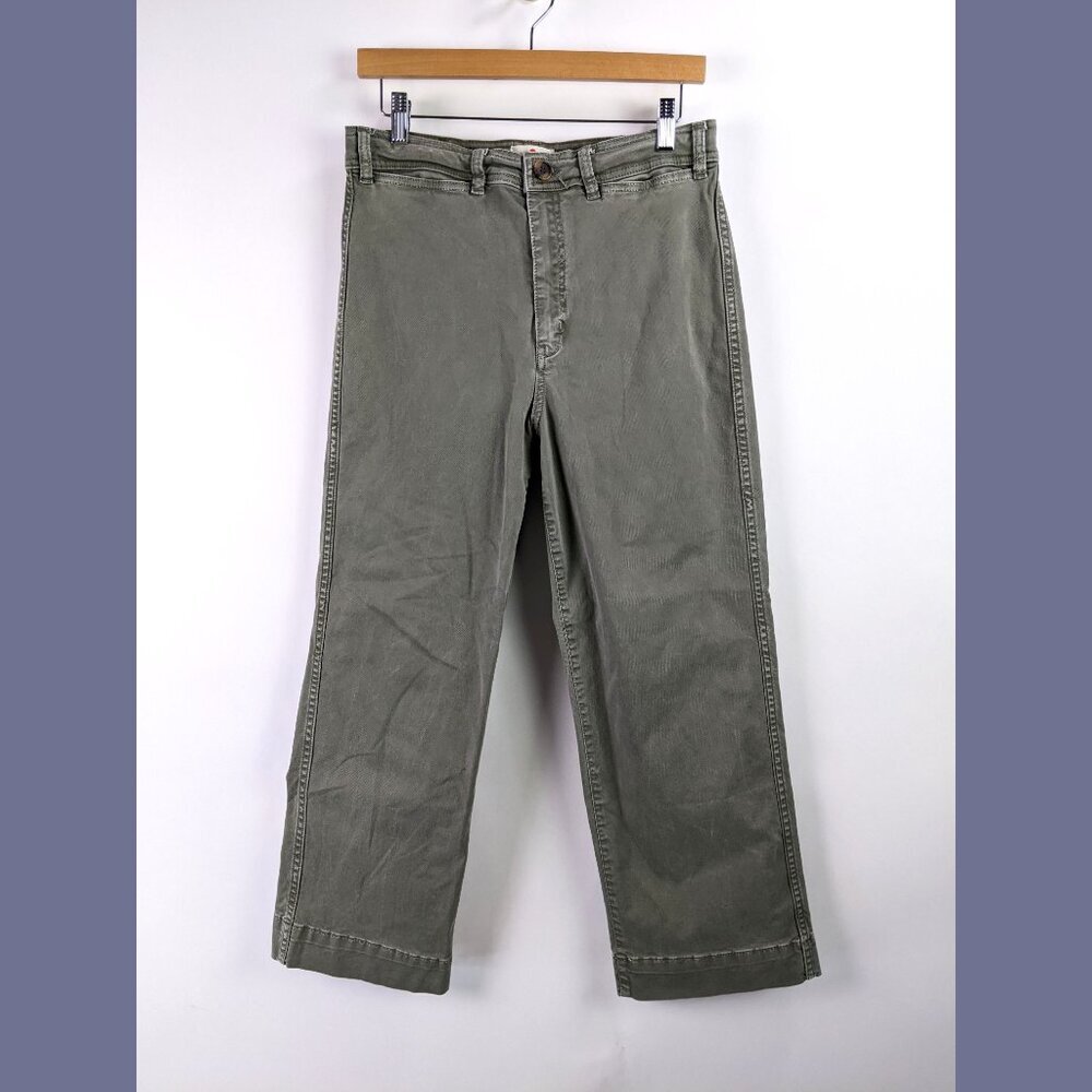 Marine Layer Size 8 Bridget Wide Leg Crop Pants in Olive Green Style 14650 - Picture 3 of 9
